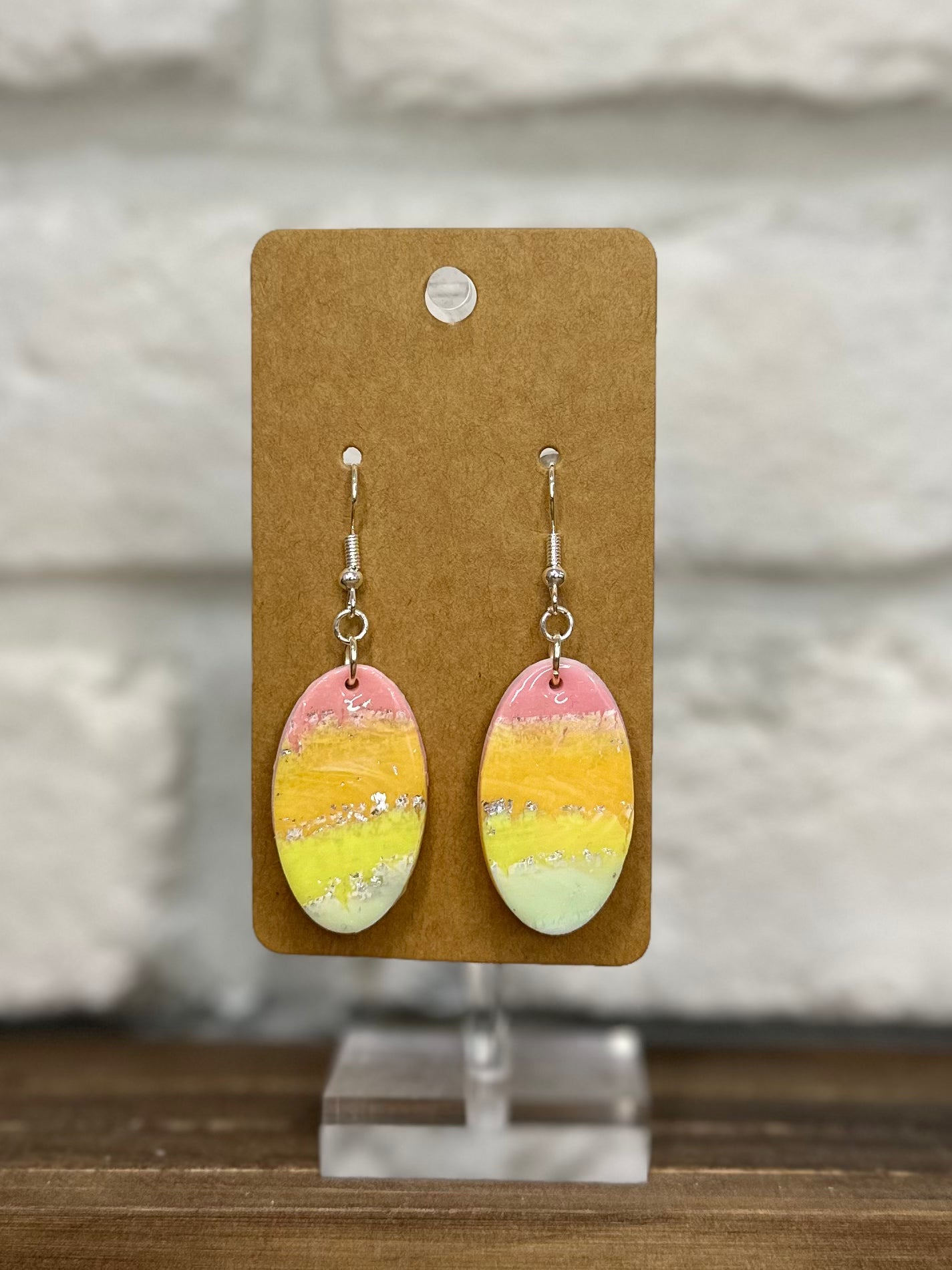 Pastel w/ silver specs oval