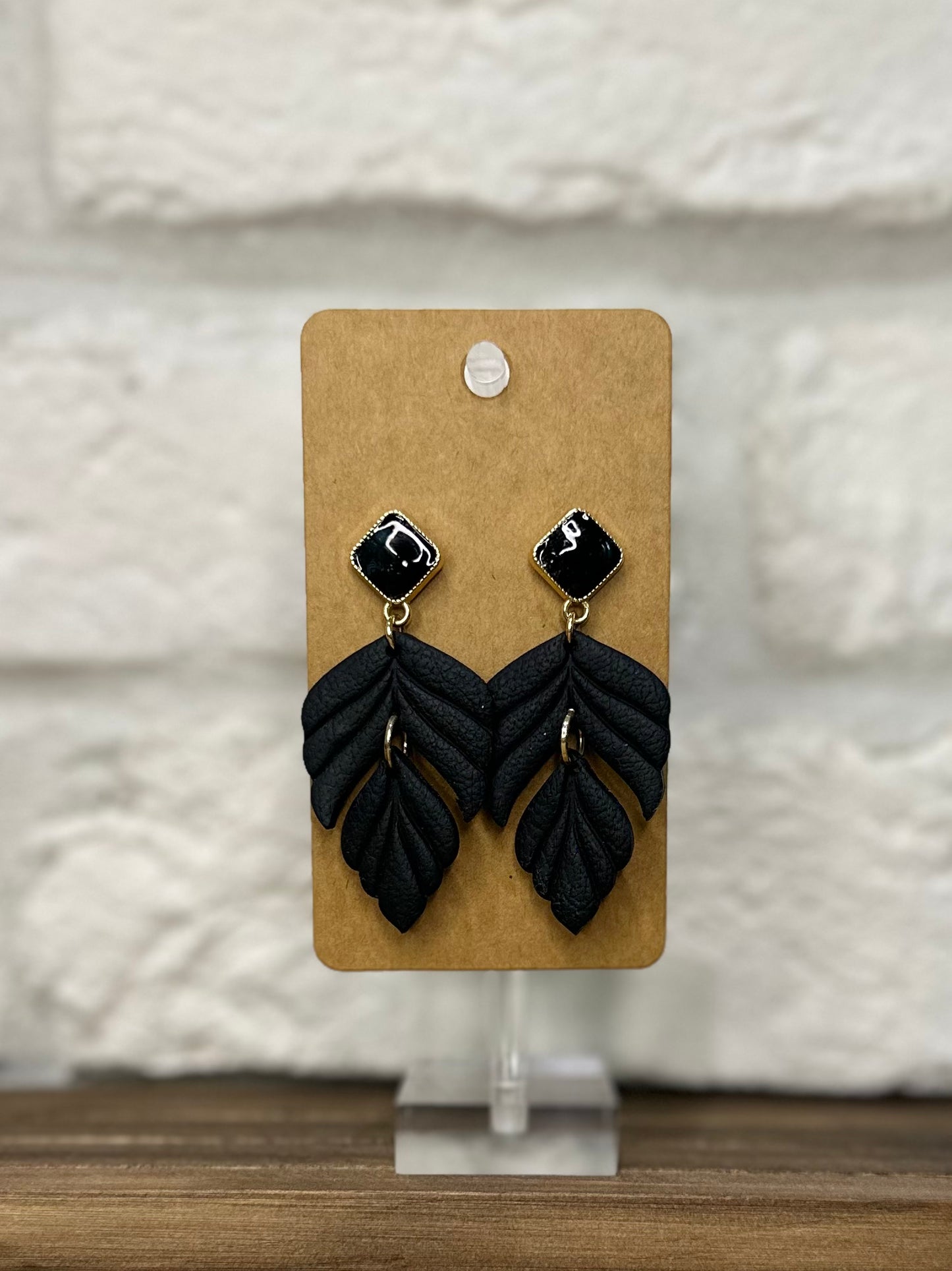 Black faux leather 2 tier