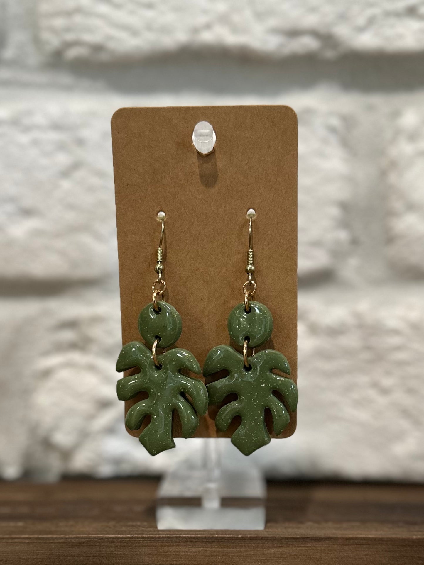 Olive & gold sparkle leaf