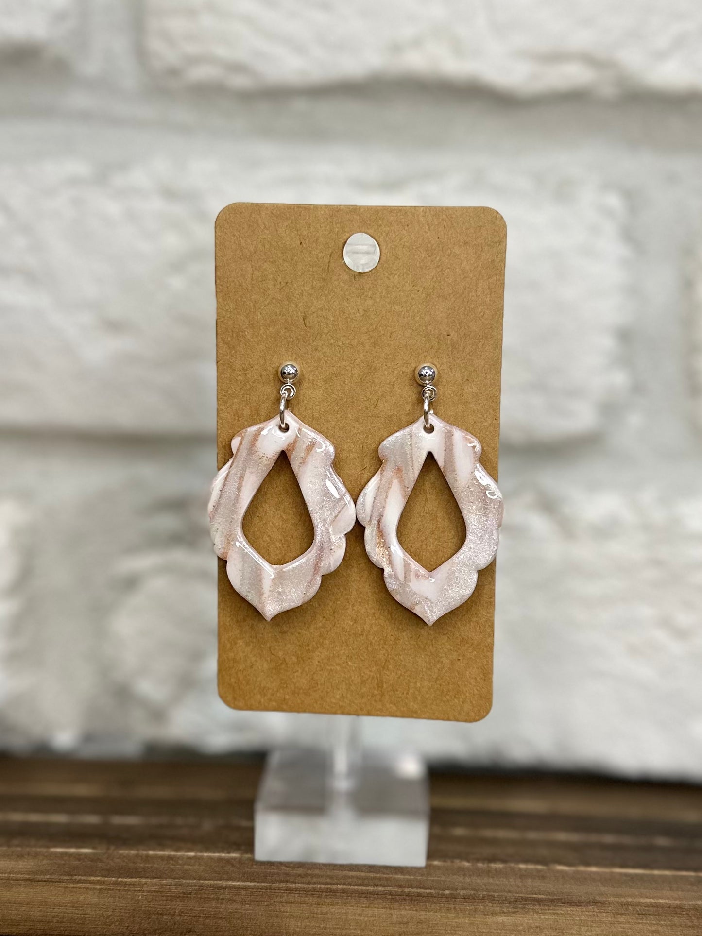 Iridescent white & bronze sparkle frame
