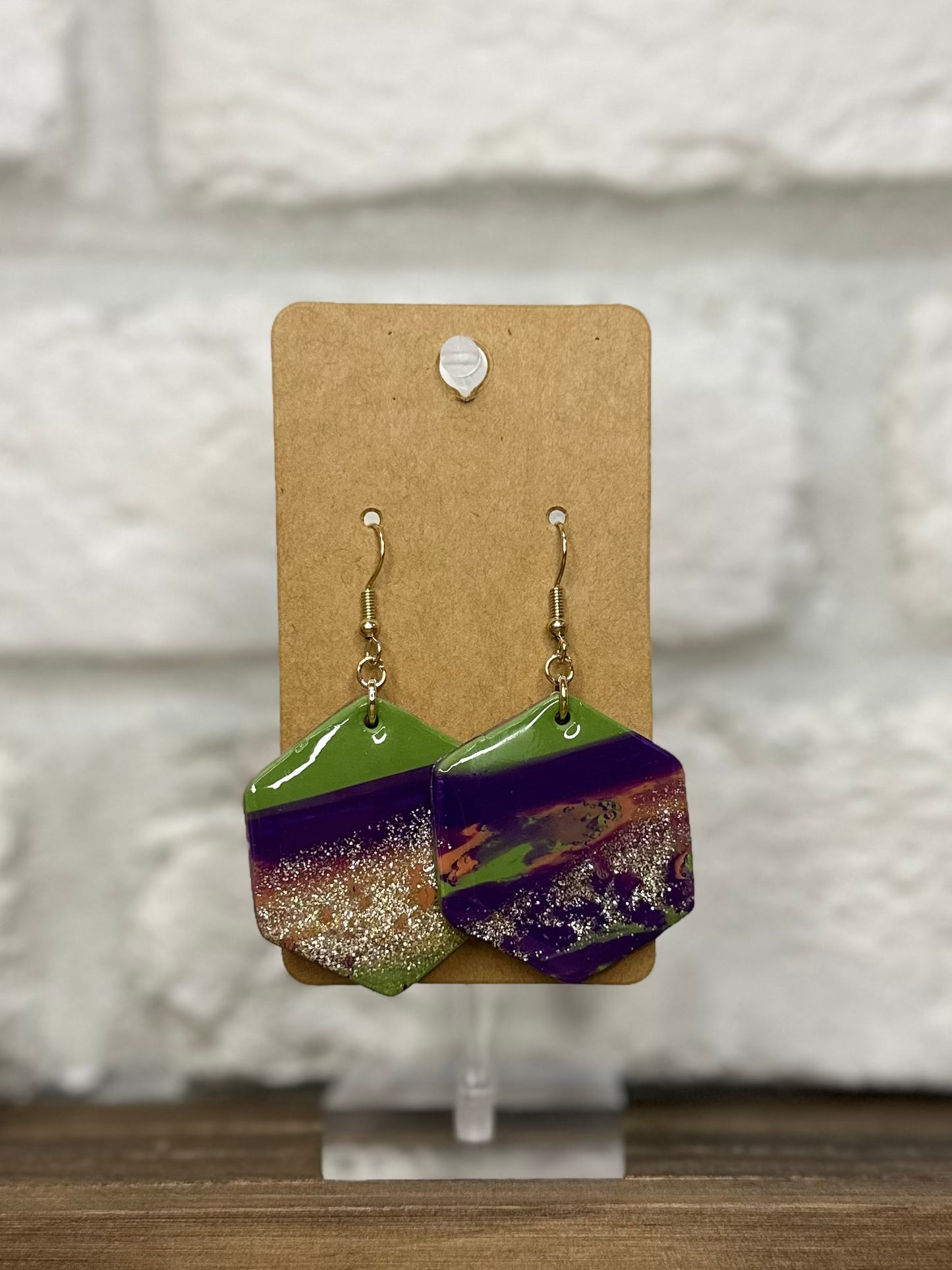 Purple & green w/ gold glitter