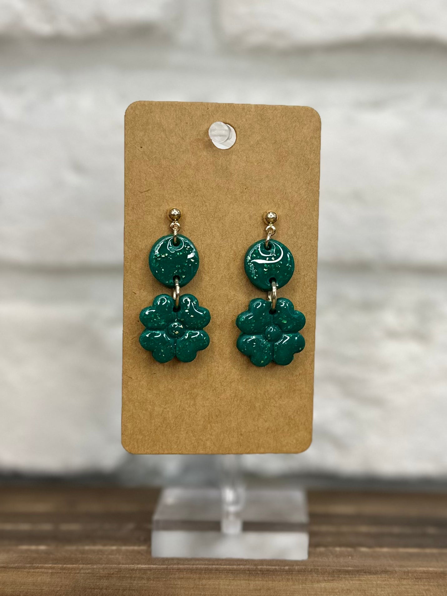 Shamrock glitter dangle