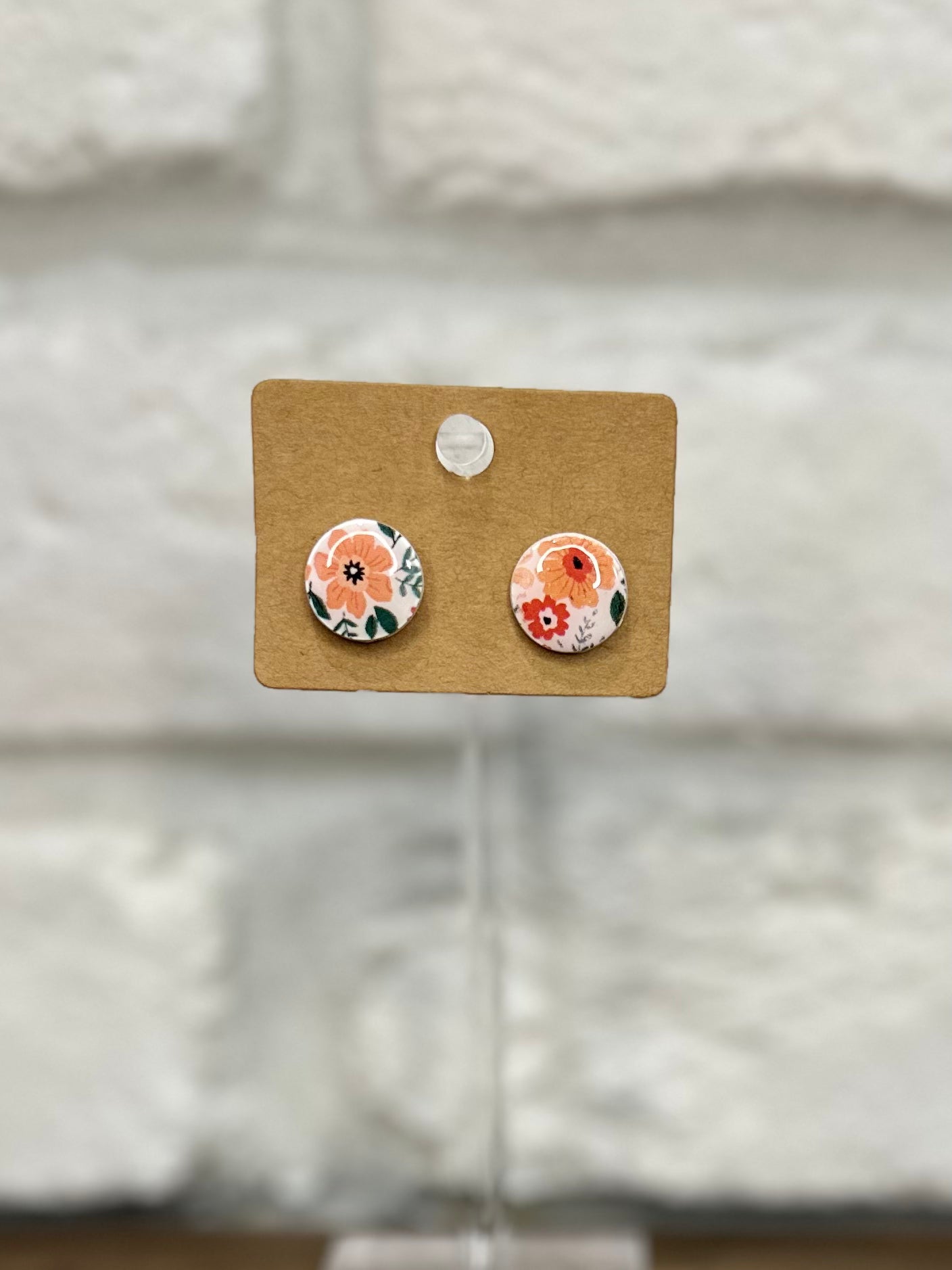 Peach floral stud
