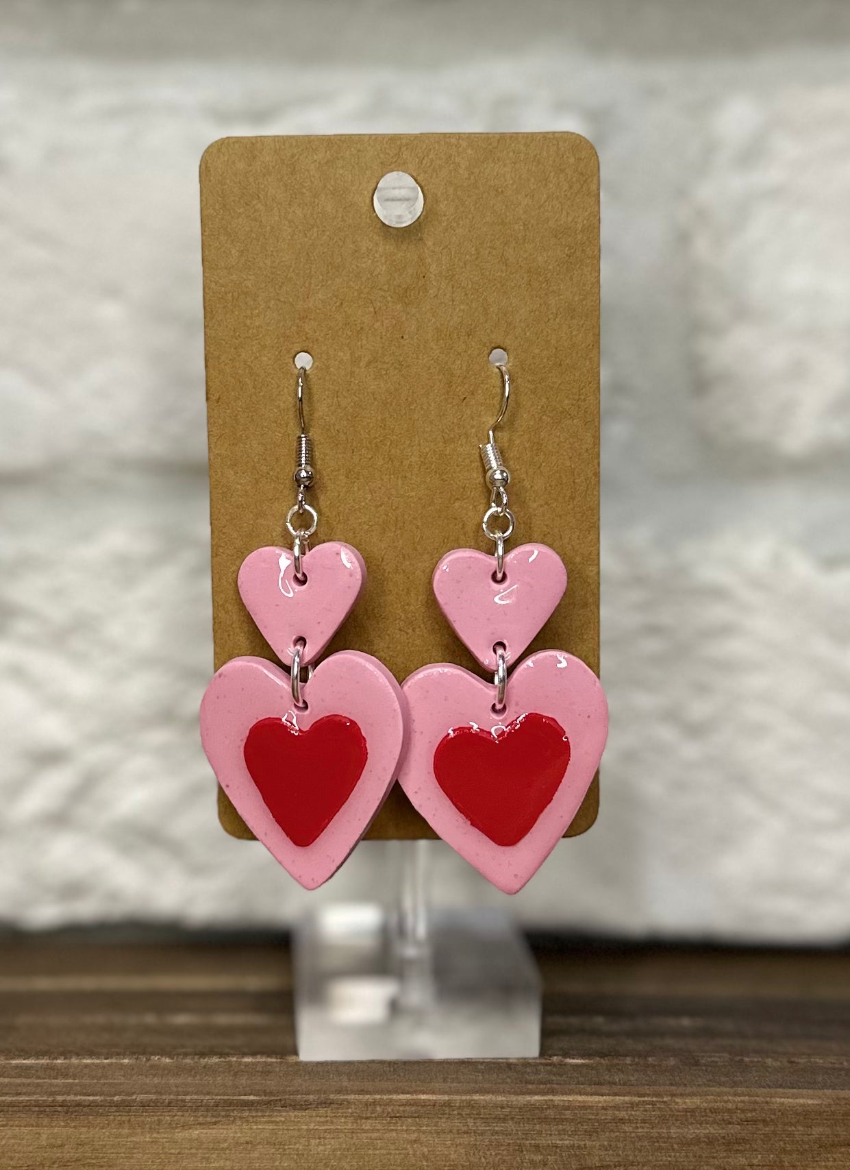 Pink & red double hearts
