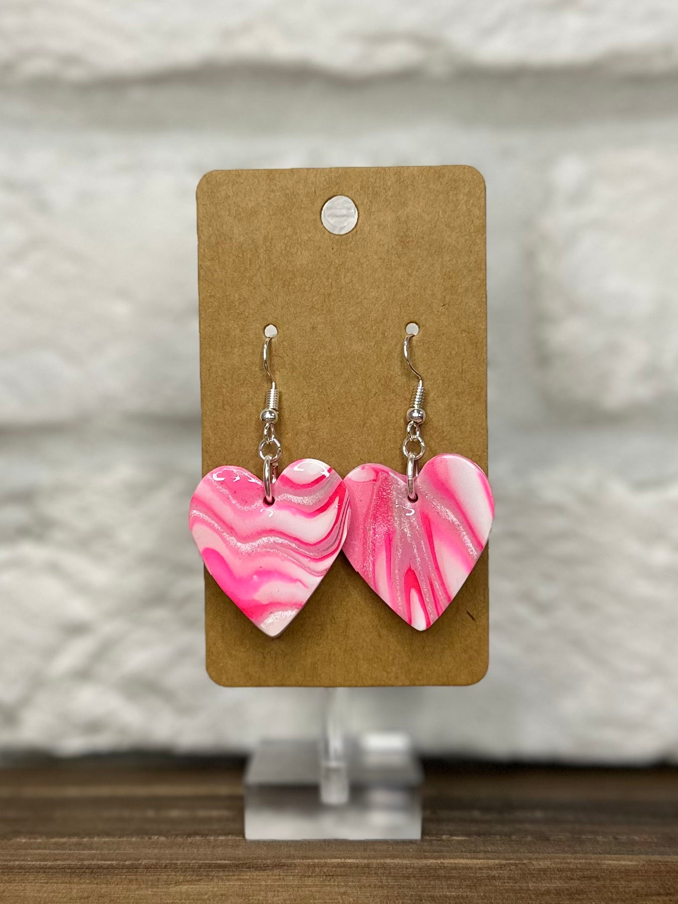 Hot pink & pearl swirl hearts
