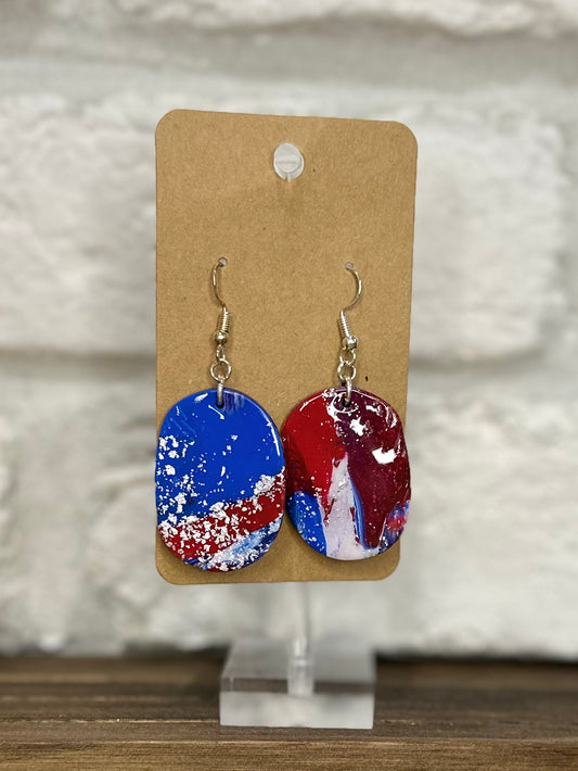 Red white & blue swirl w/ silver