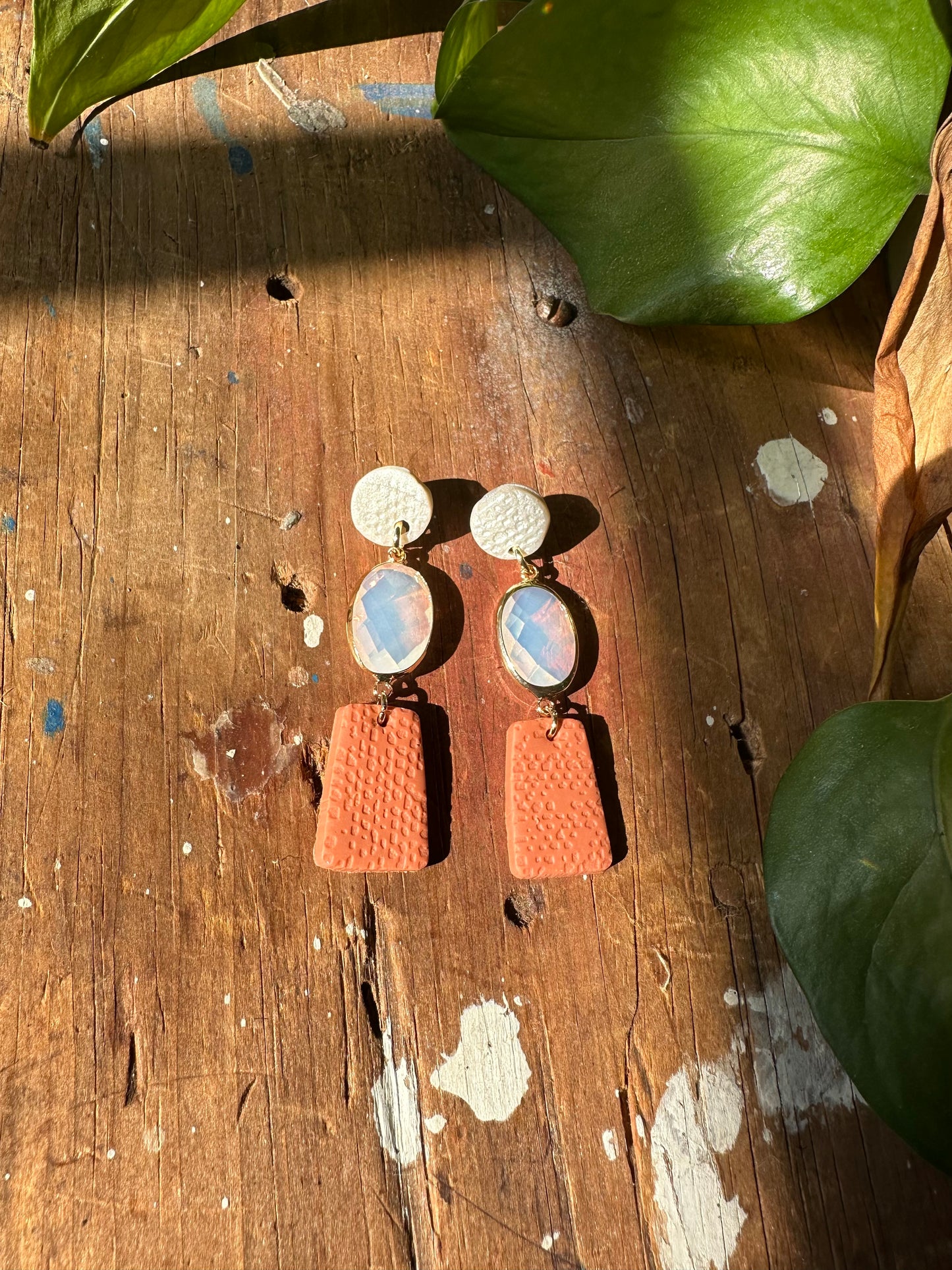 Terracotta with iridescent dangle