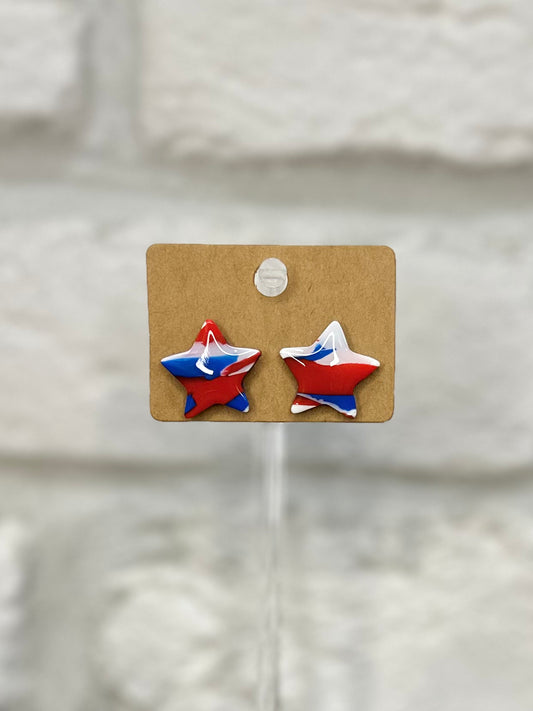 Red white & blue star stud