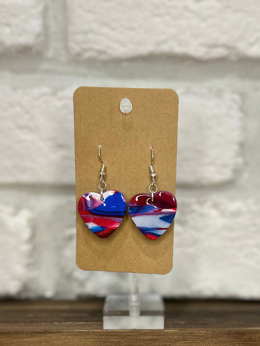 Red white & blue swirl hearts