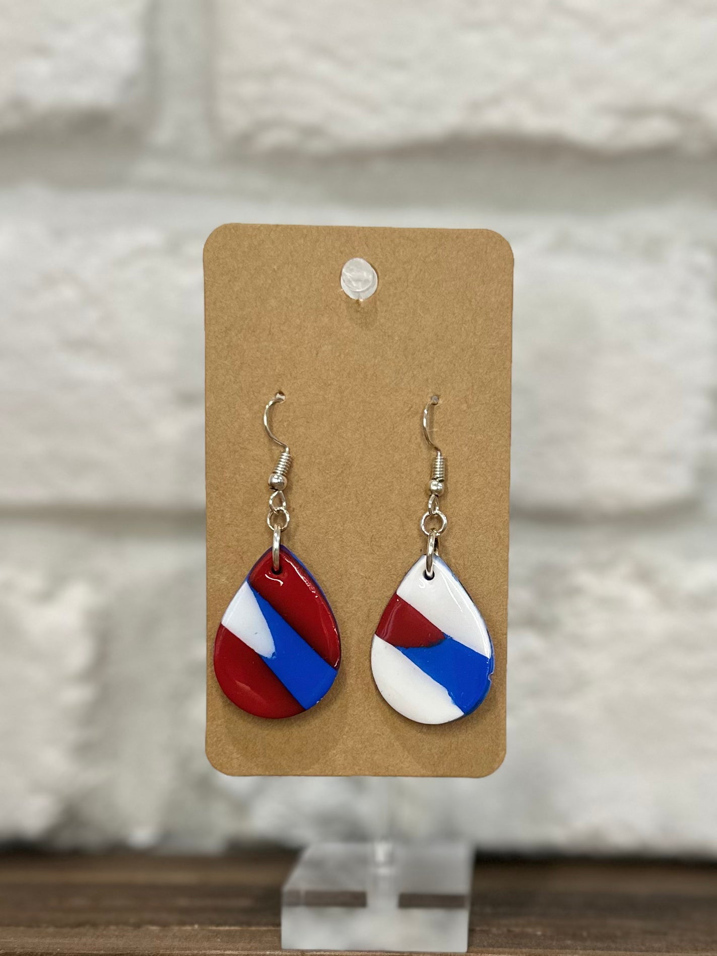 Red white & blue swirl tear drop