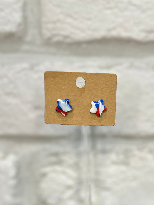 Red white & blue star stud