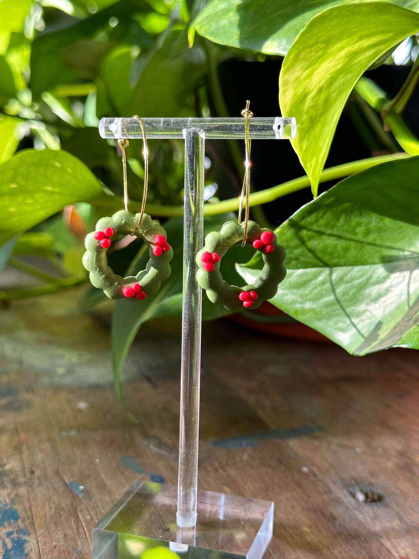 Wreath on a gold hoop