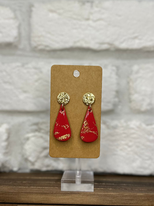 Red w/ gold flecks dangle