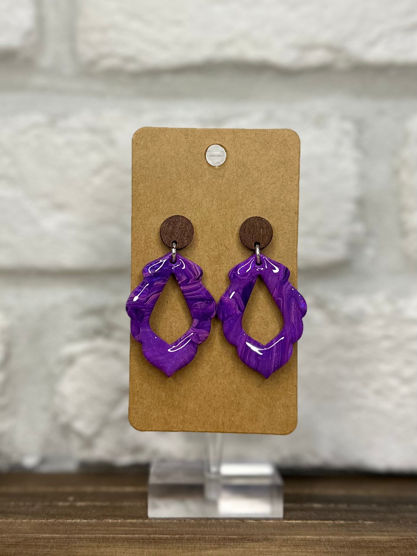 Purple iridescent frame w/ wood