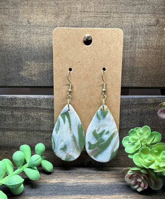 Green & pearl tear drop