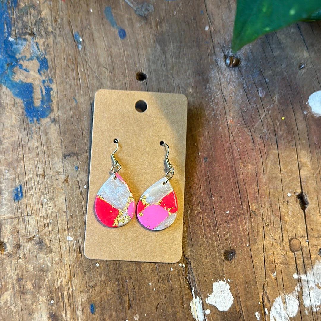 Pink & pearl with gold tear drop